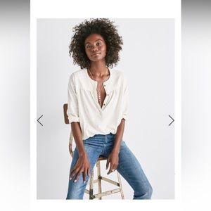 Lucky brand Embroidered cream Henley XL